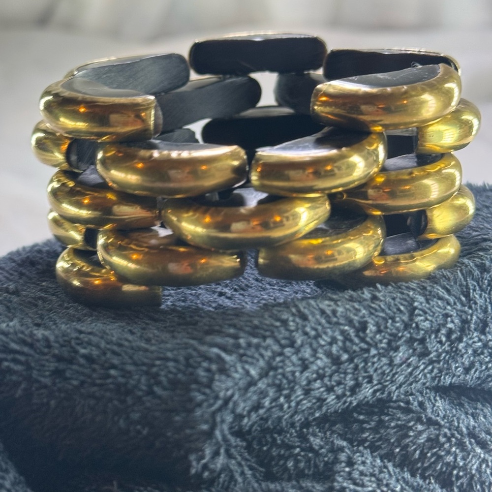 1980s Gerda Lynggaarde Resin Link
Cuff Bracelet